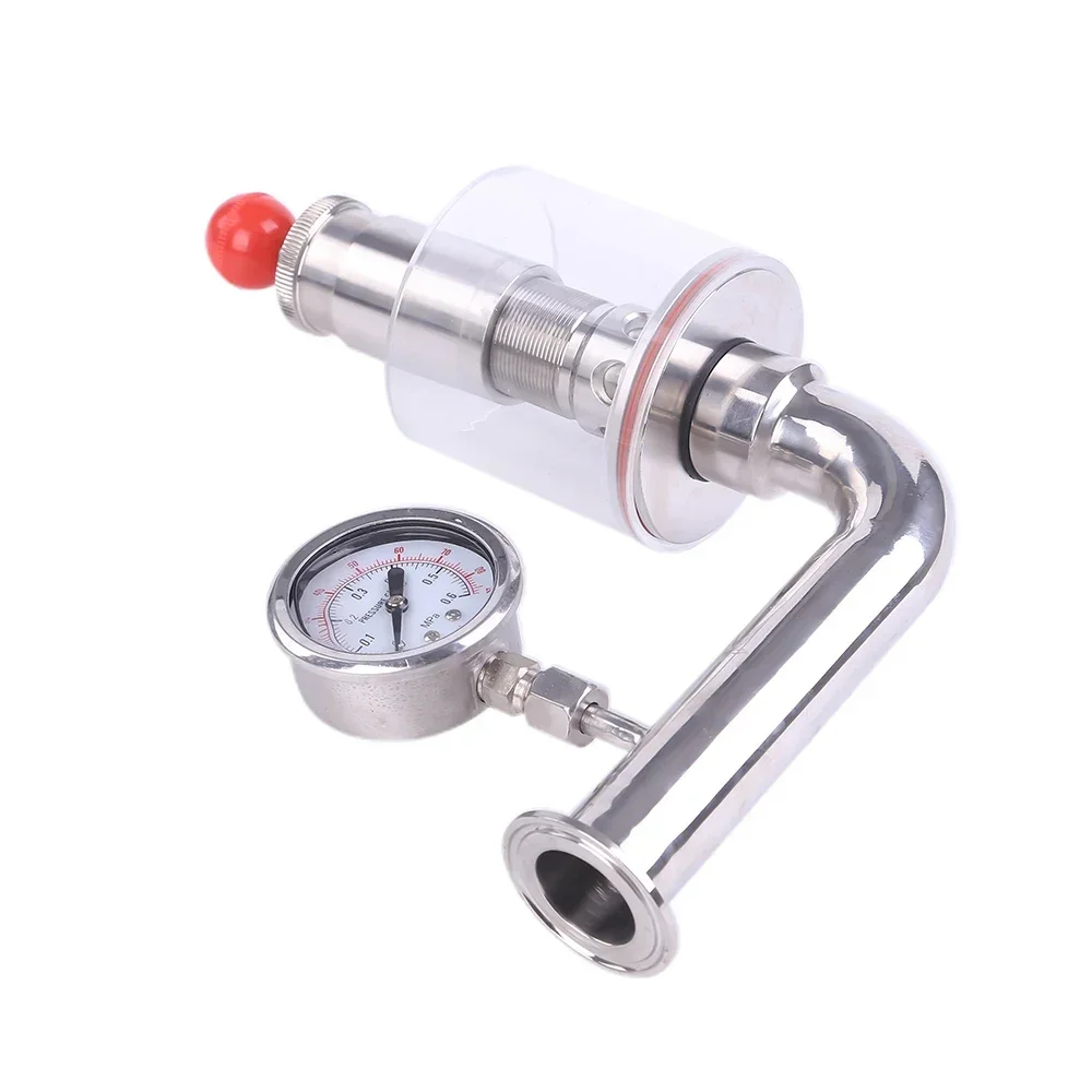 SS304 Sanitary Clamp spunding valve Air Pressure Relief Valve Exhaust Valve With Pressure Gauge for Brewery equipment