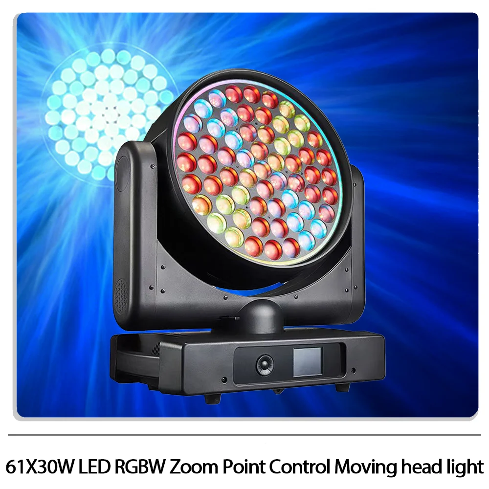 

Светодиодный светильник 61X30W RGBW Point Control Zoom с подвижной головкой и кольцом CTO Focus Wash Rainbow effect stageDMX512 Для DJ Disco party club