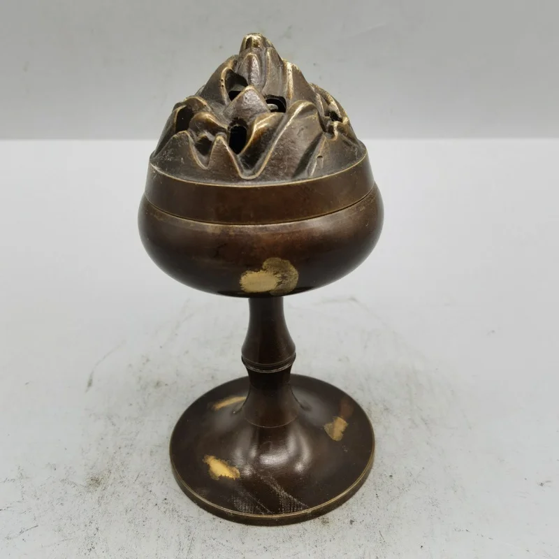 Boutique Antique Bronze Ware Collection Rare Curios Small Xuan Pattern Boshan Furnace Incense Burner Decoration Home Handicraft