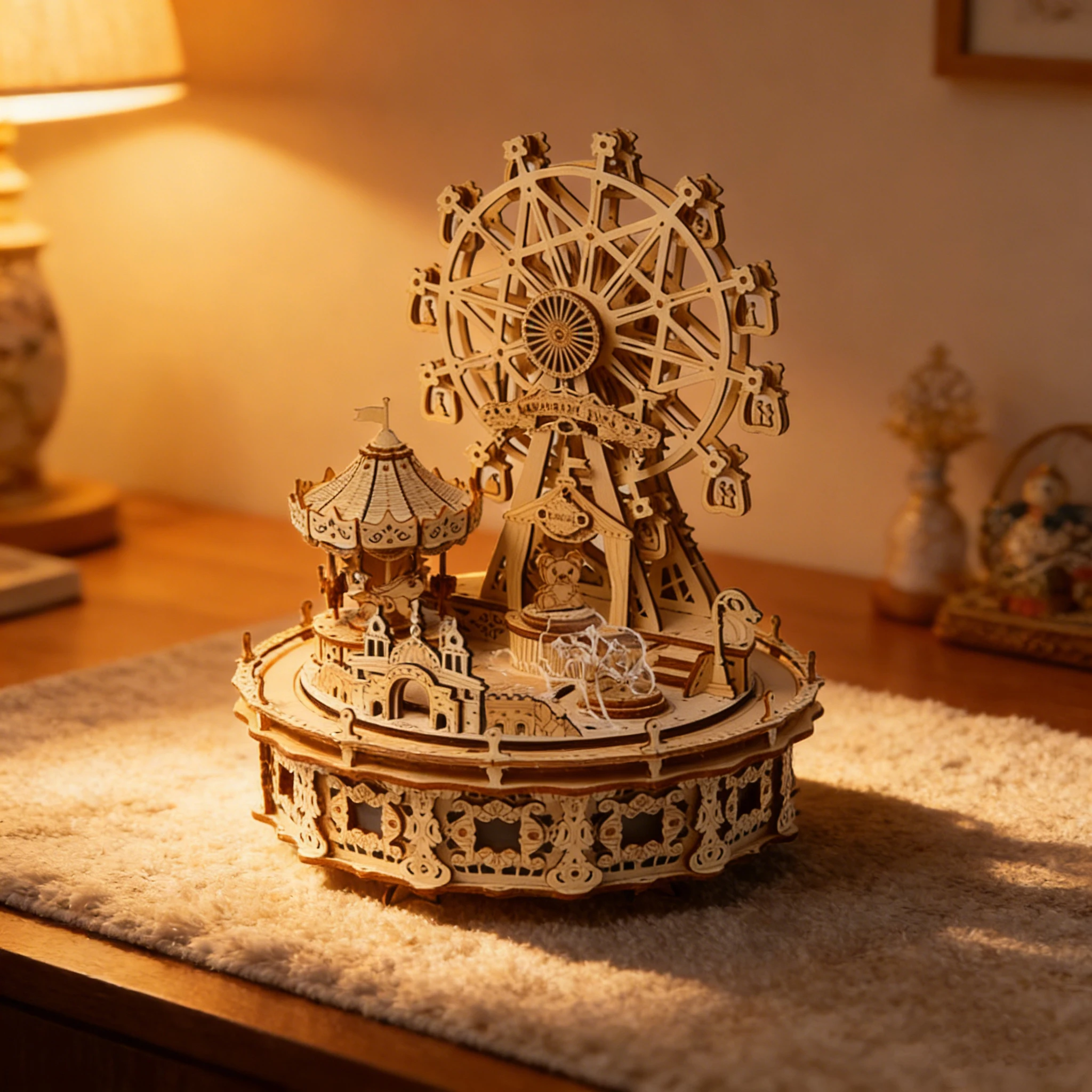 

DIY 3D Wooden Fantasy Amusement Park Miniature Model Kits With Light Assembly Jigsaw Puzzles for Friends Birthday Gifts