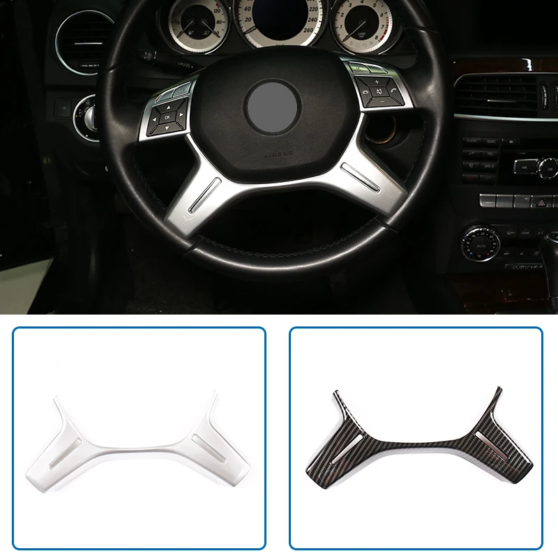 Carbon Fiber For Mercedes Benz C Class W204 C180 C200 2011-13 CarABS Steering Wheel Decoration Trim E ML GL Class W212 X166 W166