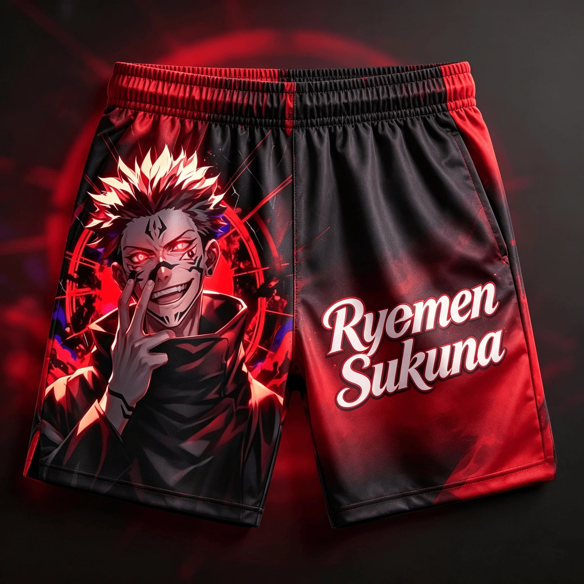 2026 Summer Jujutsu Kaisen Ryomen Sukuna Quick Dry Gym Shorts, Men's Unisex Anime Print Running Sports Board Streetwear Shorts