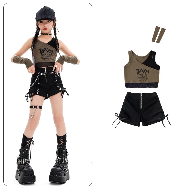 Neue Mädchen Hip Hop Street Dance Kleidung Crop Tops Shorts Hosen Cheerleading Dance Performance Kostüm Gruppe Bühne Jazz Dance Anzug