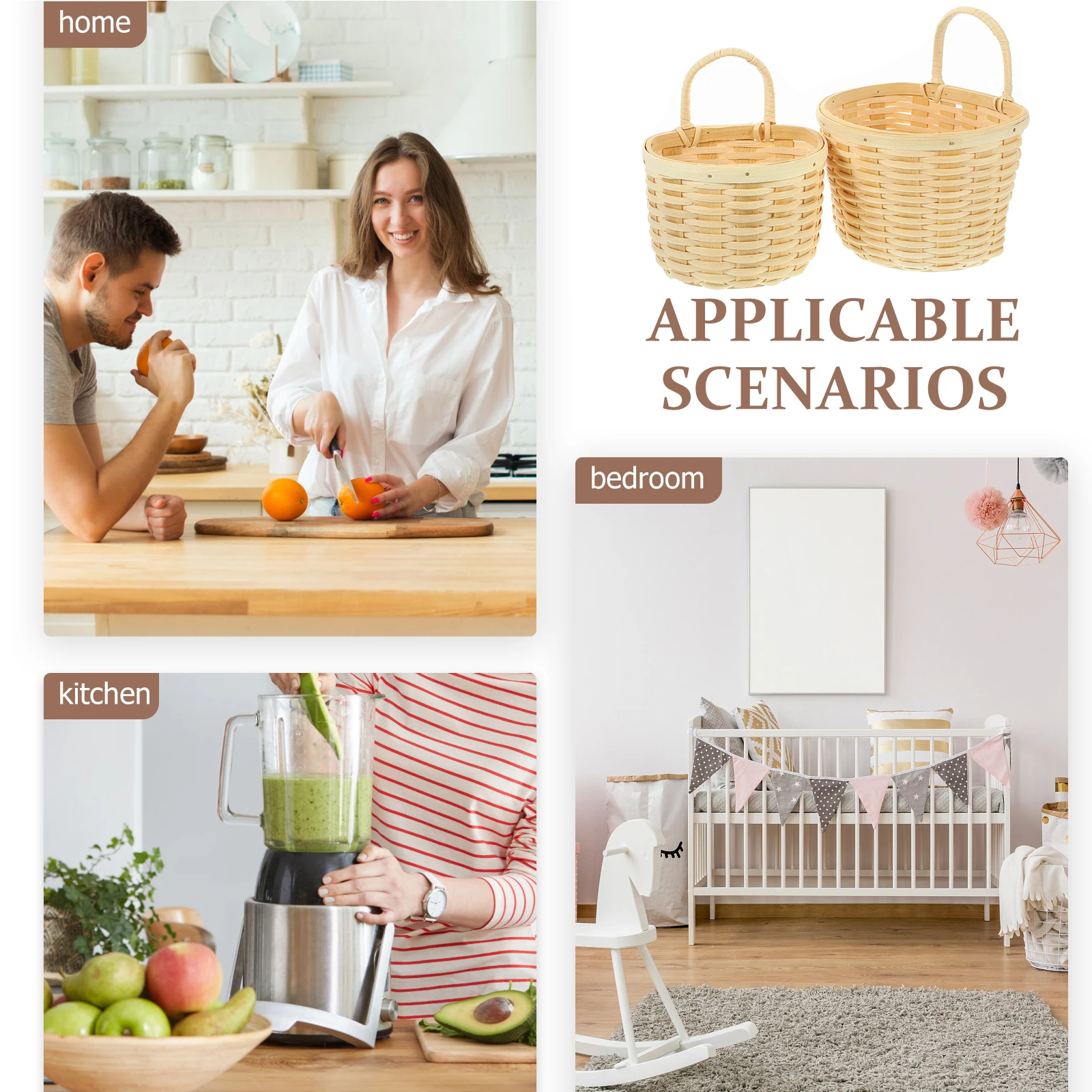 

1Set Wall Hanging Basket Kitchen Woven Storage Basket for Vegetable Fruit Storage Garlic Ginger Organizer Woven Wall Baskets