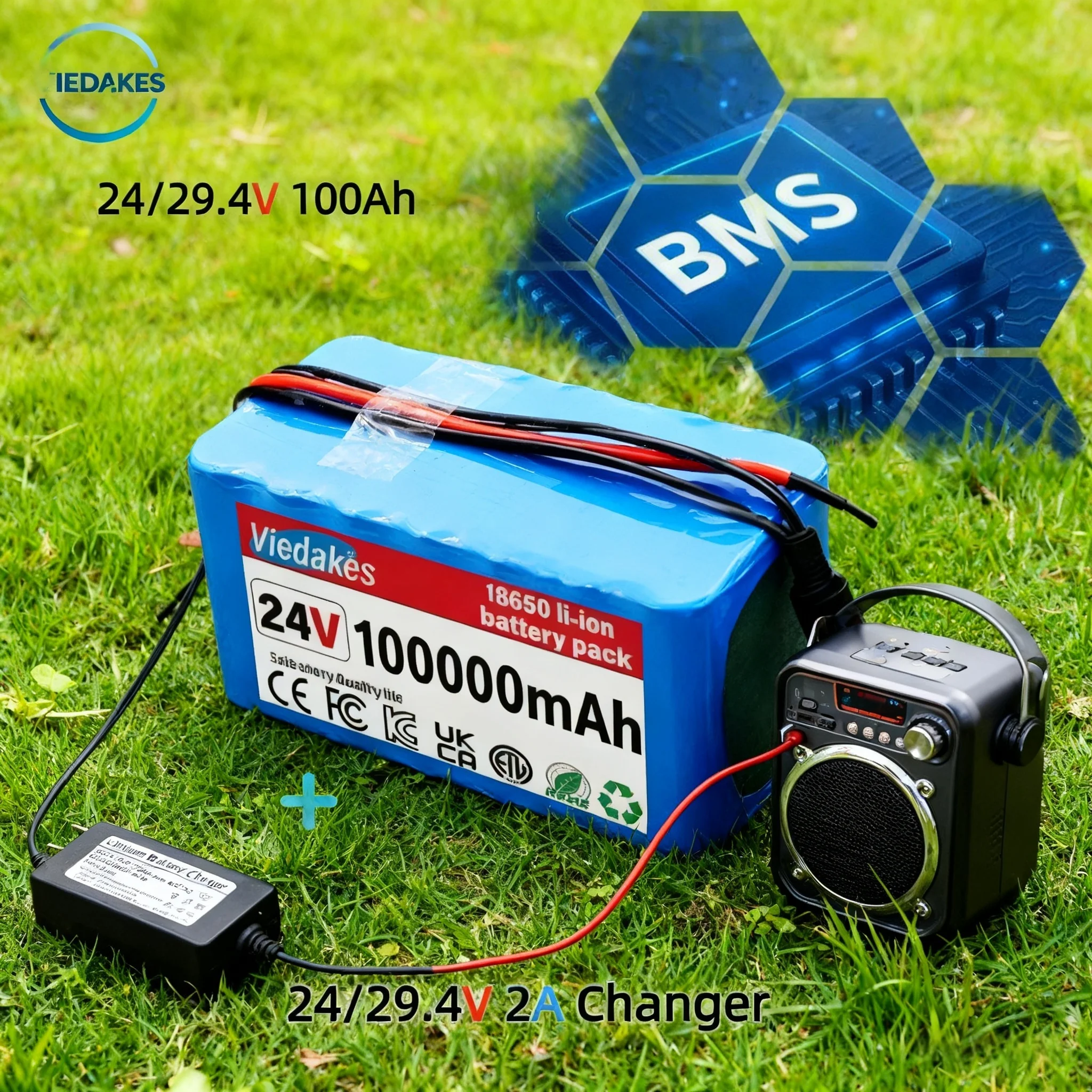 

Professional 24V 10Ah Lithium Battery 7S3P Pack with BMS, for Electric Tools, Scooter, Lawn Mower, Vacuum Cleaner, LED Light