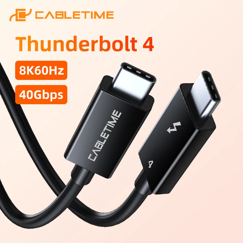 

CABLETIME Thunderbolt 4 Cable 8K@60Hz USB C Cable 40Gbps High Speed Data Transmission 100W Fast Charging for Phone Laptop