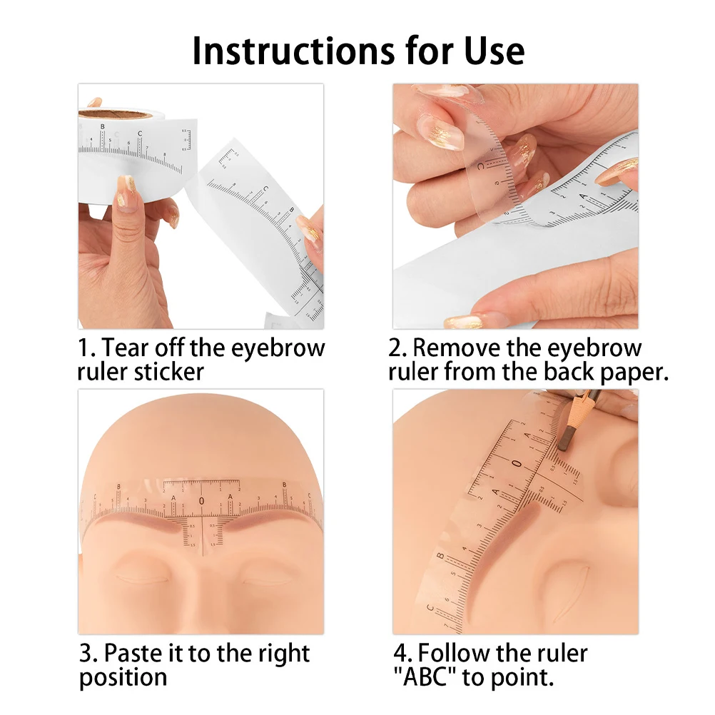 50 pçs posicionamento sobrancelha linha marcadores profissional sobrancelha mapper desenho régua medição shaper nivelamento ferramenta de maquiagem