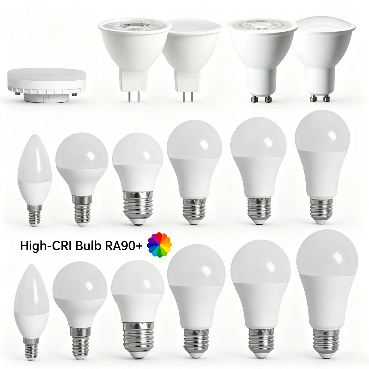 4-20PCS 100-240V Full Spectrum CRI Ra 90 Spotlight Flicker Free LED Bulb E27 E14 GX53 GU10 Eye Protection Indoor Home Lighting