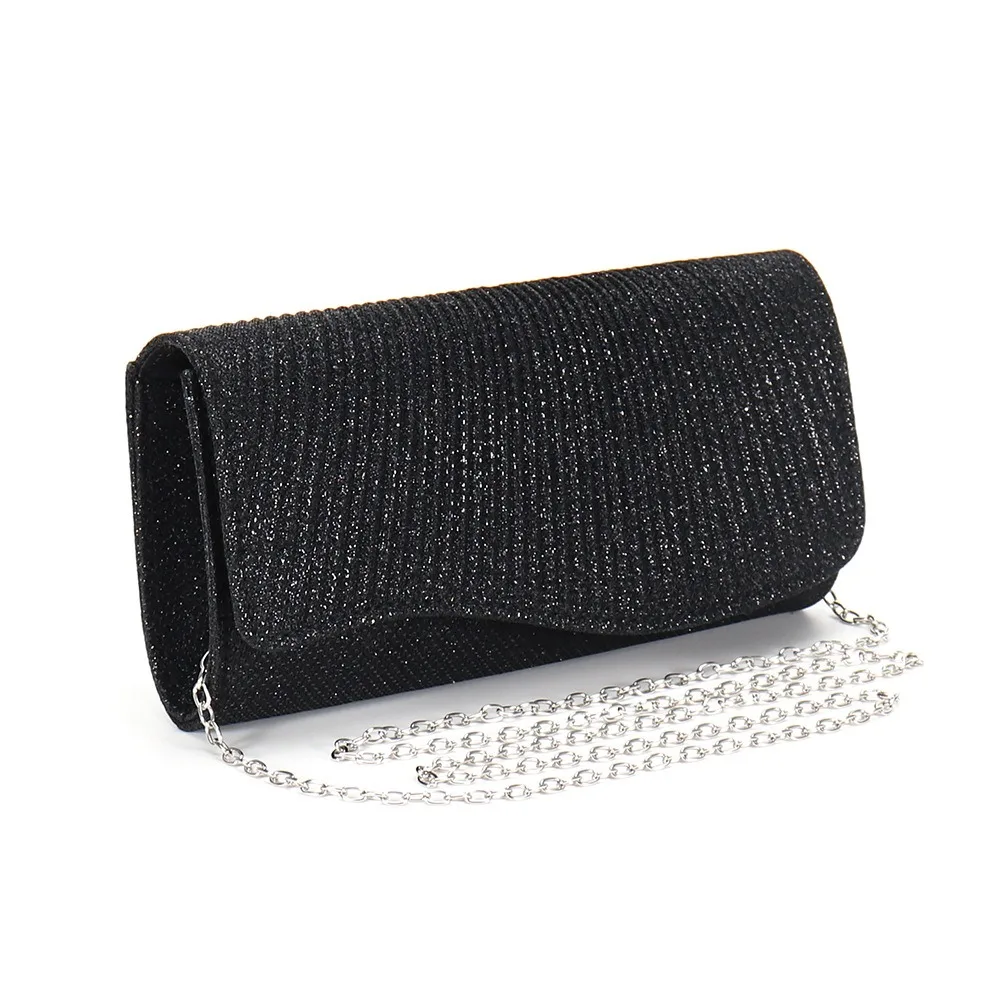

New Shiny Glitter Handbag Silver Color Chain Shoulder Envelope Evening Bag Clutch Elegant Chain Purse Evening