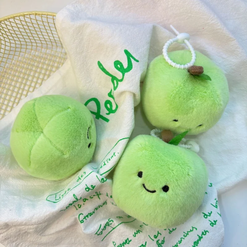 New Green Apple Keychain,Plush Cute Keychain Soft Stuffed Plush