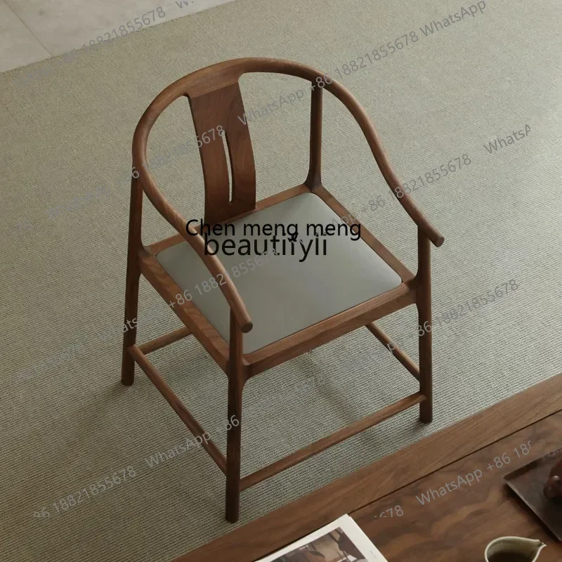 

X 32 New Chinese-style solid wood armchair, black walnut, Tai Shi, three-piece set, master chair, Ming-style furniture