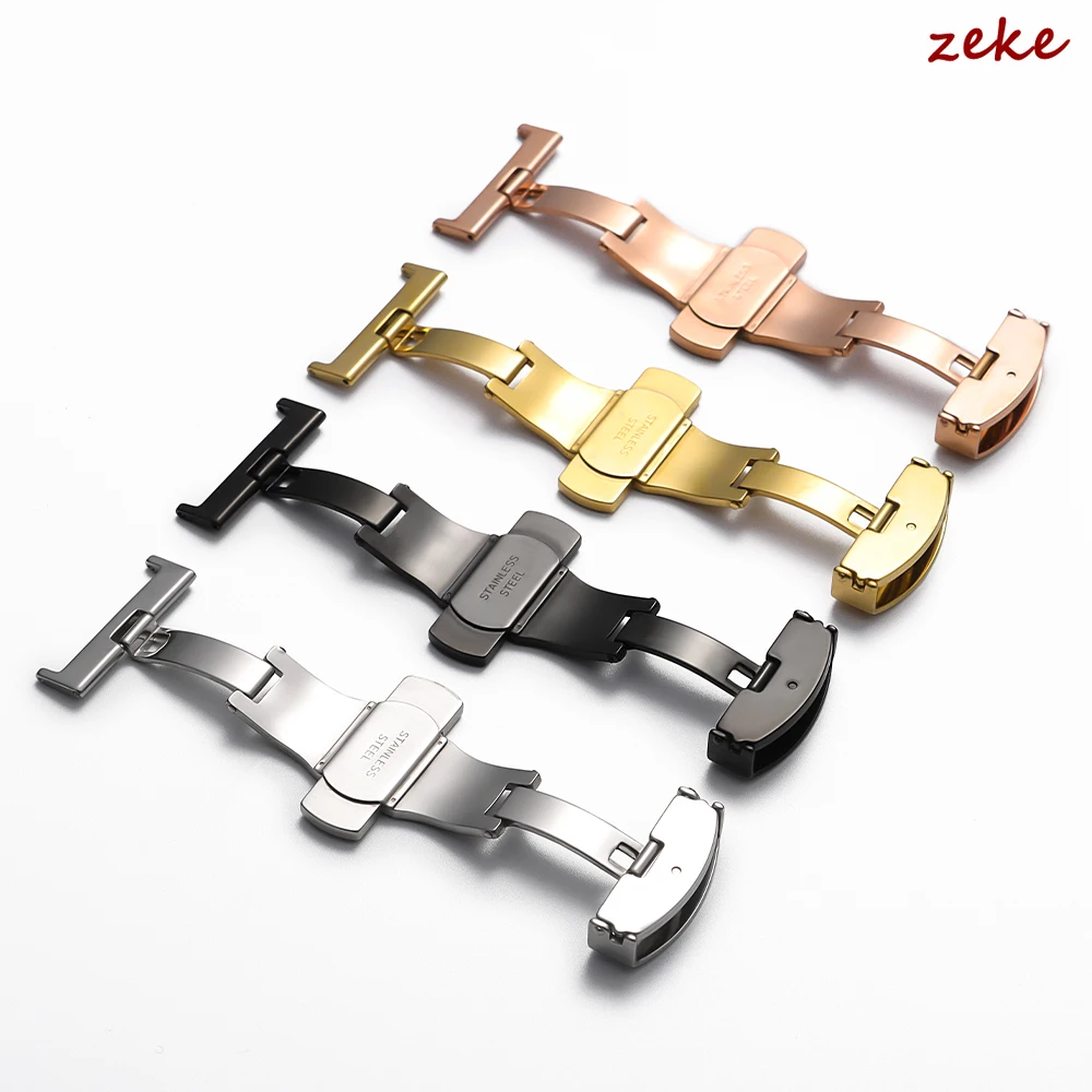 Butterfly Deployment Buckle Double Click Stainless Steel Clasp Strap for Watch Band 10/12/14/16mm 18mm 20mm 22mm Watchband Clasp