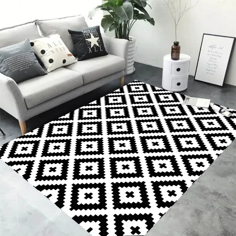 

Retro Check Pattern Outdoor Carpet - Geometric Pattern- Suitable for Family Living Room and Balcony Bedroom - Large Size Rugs