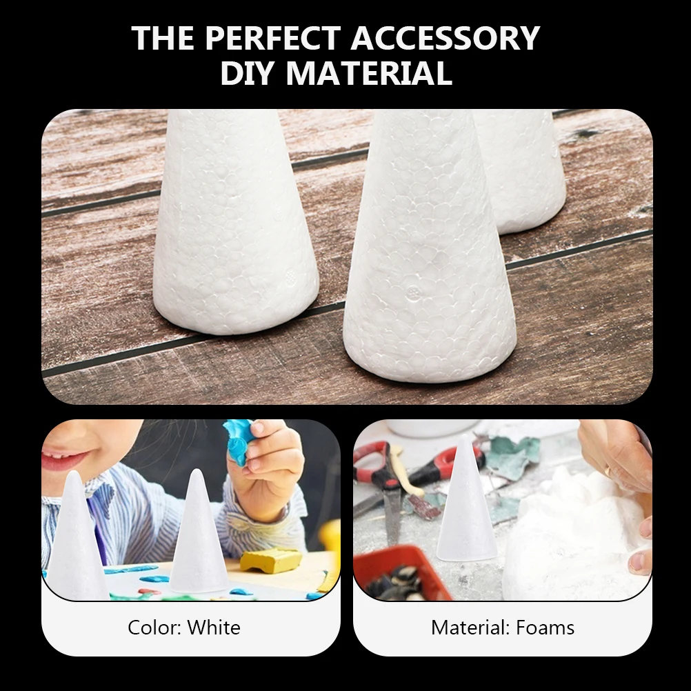 

24Pcs 10CM White Solid Polystyrene Craft Foam Cones Arts and Crafts Supplies for Kids DIY Projects,Christmas,Wedding Decorations