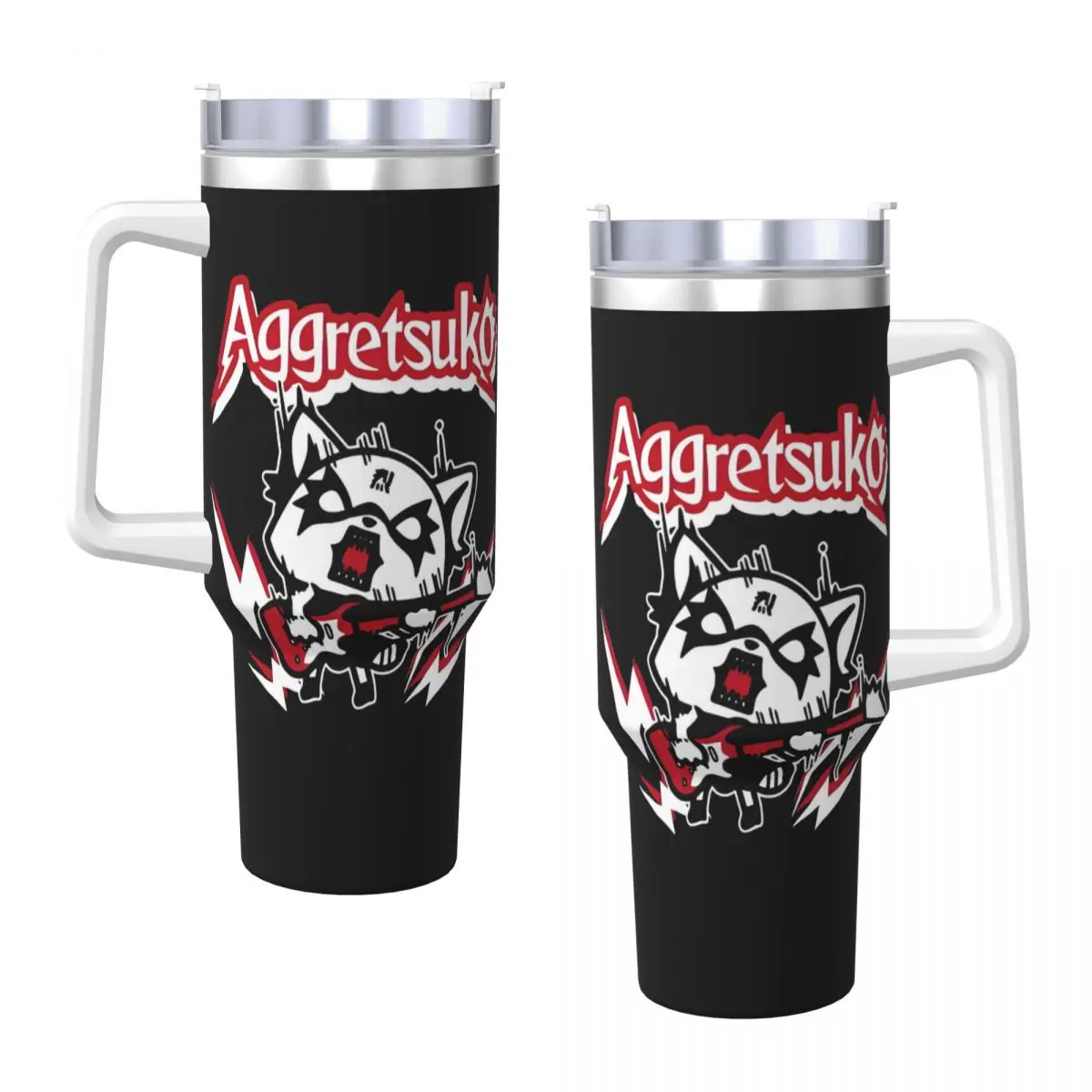 Stainless Steel Tumbler Sanrio Aggretsuko Mugs Cup With Straws Beach Hot Drinks Water Bottle Keep Heat Large Capacity Coffee Mug