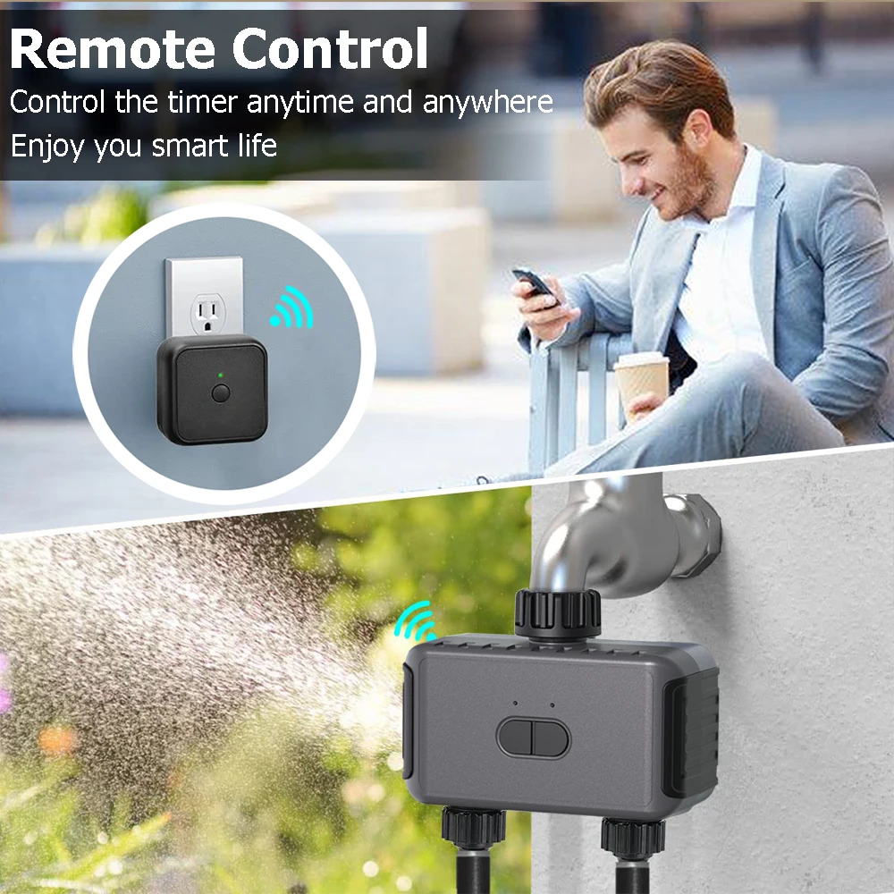 Inteligente Jardim Rega Temporizador, Gotejamento Automático Irrigação Controlador, Válvula de água, Wifi, 2 Zone