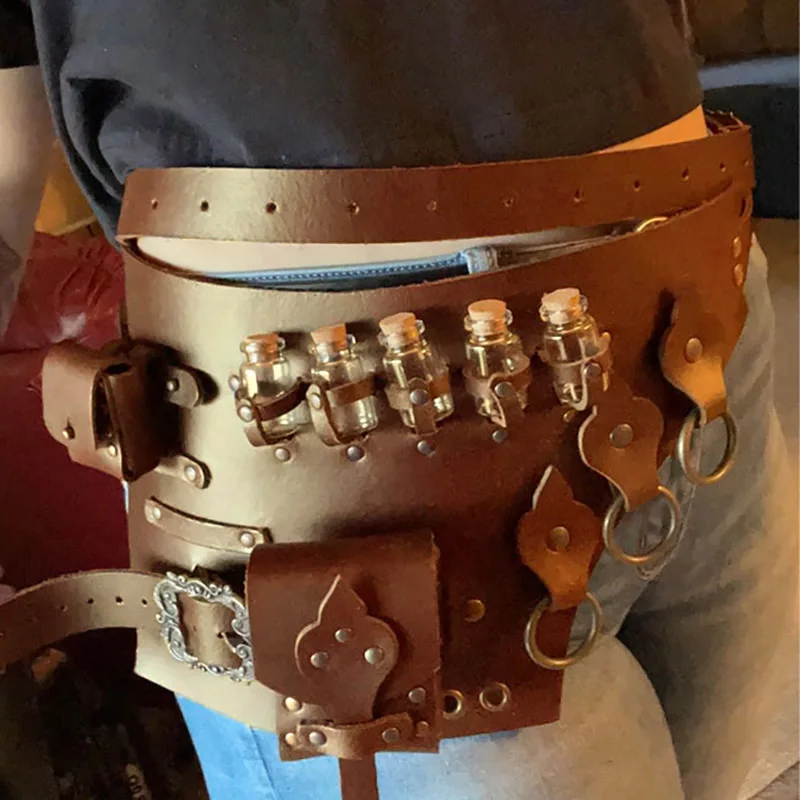 

Medieval Roman Gladiator PU Leather Belt Bag Viking Pirate Knight Cosplay Costume Accessory Steampunk Pouch Pocket Festival Prop