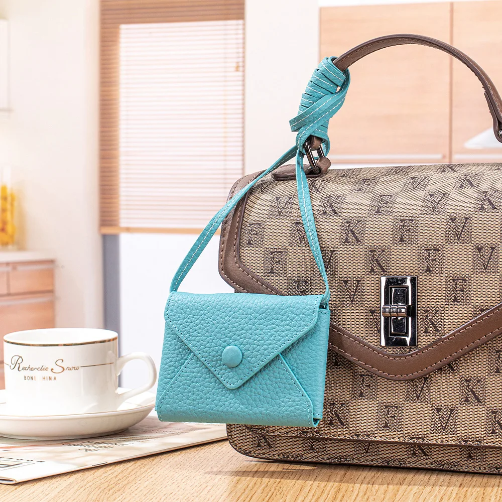 Portafoglio Portamonete carino per donna Monete in vera pelle Chiavi per rossetto Portamonete portamonete con tracolla staccabile