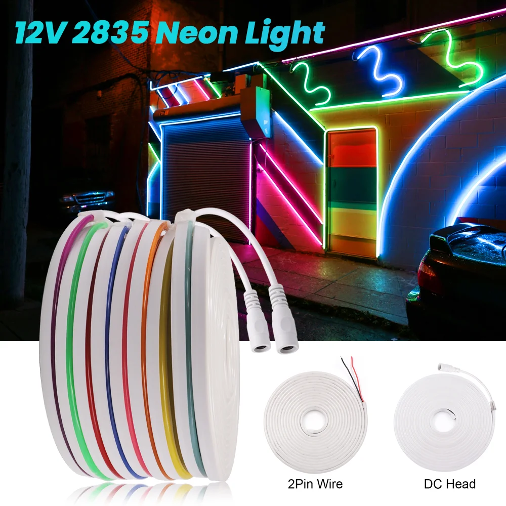 DC 12V LED Strip Neon Light Waterproof SMD 2835 120Leds/m Flexible Neon Rope Lights For Home Decoration Silicone DIY Diode Tape