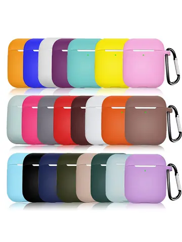 Silicone Earphone Case for AirPods 1/2 Gen Cover Case Wirless Headphones Skin-friendly Earbuds Case with Hook iPhone Case Bag