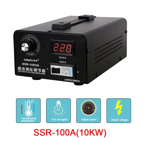 SSR-100VA 단상 AC 220V 솔리드 스테이트 전압 조정기, 전자 실리콘 제어 전압 조정기, 100A 