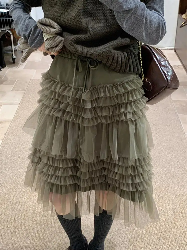 

Юбка Princ Sle Me, многослойная, объемная, 3D, пышная, средней длины, с завышенной талией, А-силуэт, женская, весенняя, с эластичным поясом