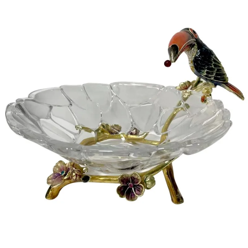 

Enamel Colored Crystal Glass Dried Fruit Bowl Chinese American European Style Living Room Home Creative Marriage