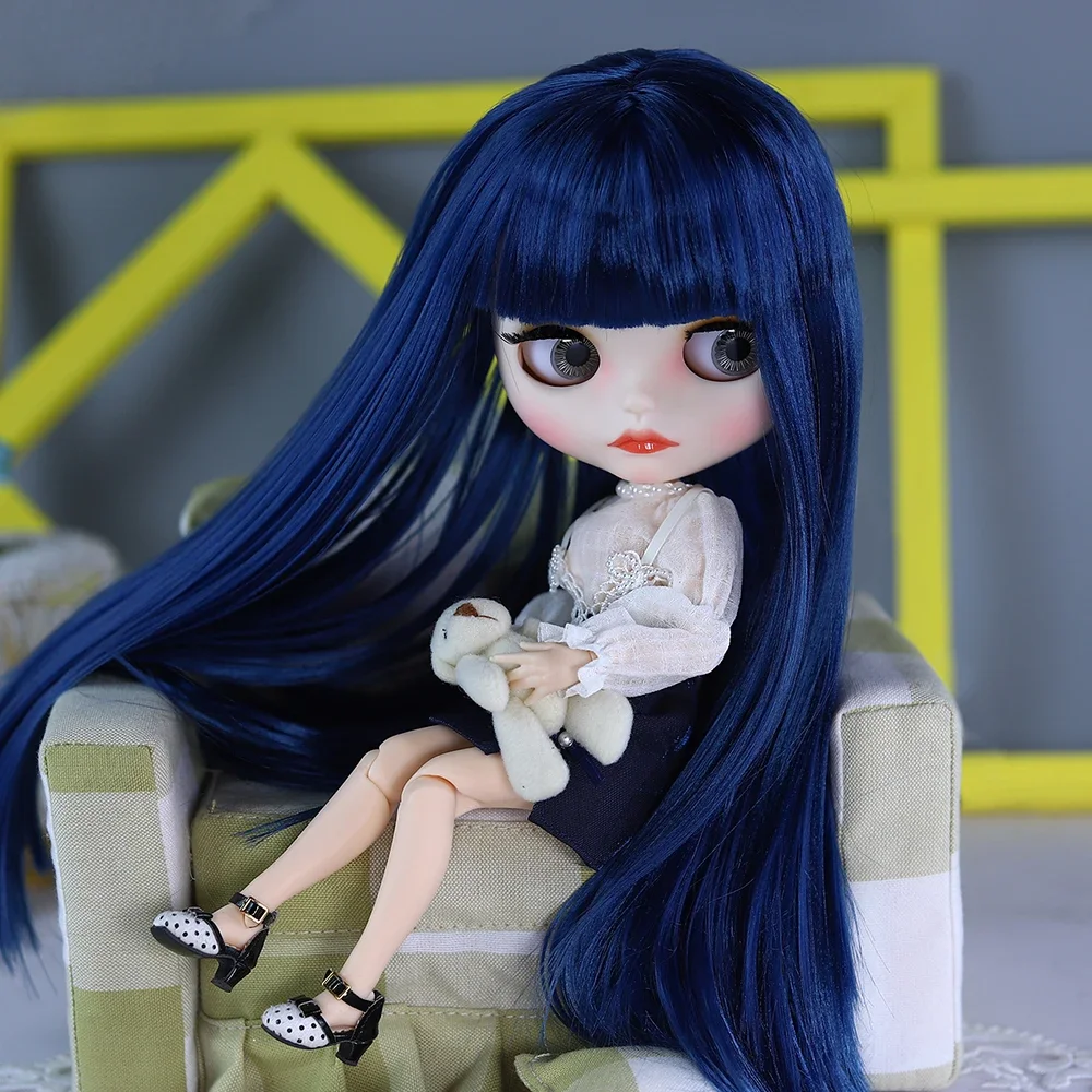

ICY DBS Blyth Doll Blue Long Straight Hair Fair Skin Matte Face Blue Evening Dress DIY Doll Girl Festival Gift Birthday Gift