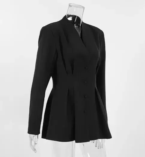 

Women's Autumn Temperament Elegant Slim Waist Cinched Commuting Design Sense V-Neck Female Fashion Coat