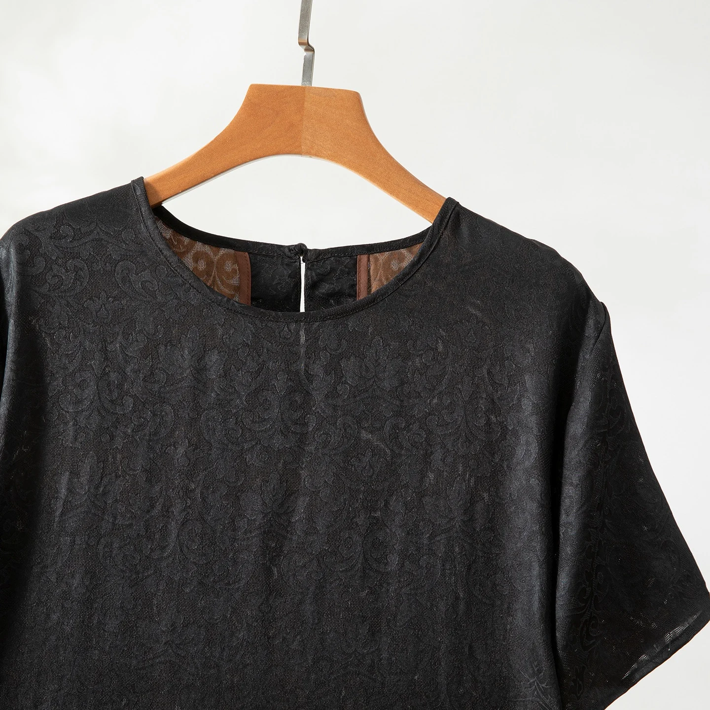 Winsleter-Women 100%Real Silk Watered Gauze Elegant Dress, O Neck Jacquard, Retro Commute Casual Dresses, 2025 Autumn D58406CC