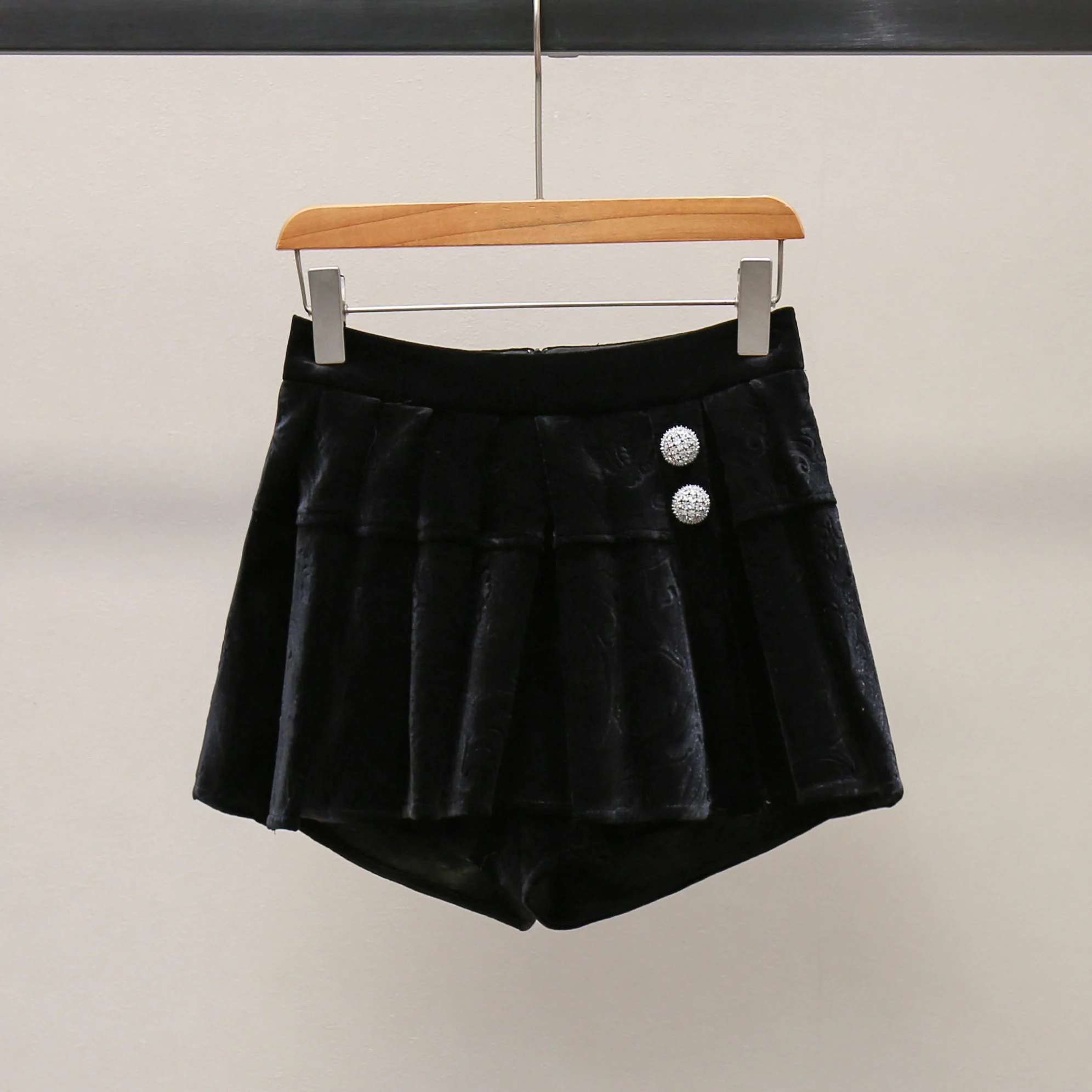 

Ele Bla Velvet Feels f-length Pleated Skirt for Women Sli Retro Court Sle Polyester Fiber Casual A-line Skirt