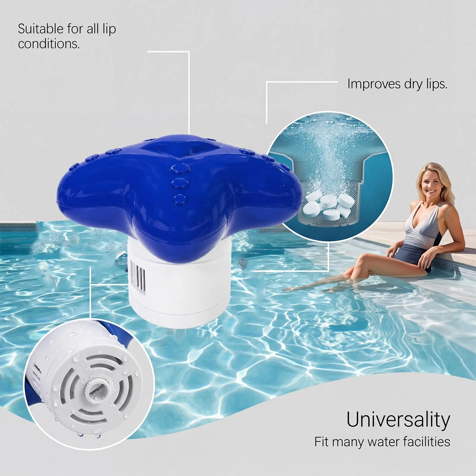 Pool Chlorine Floater, Automatic Long-Lasting Tablet Dispenser Self-Regulating Chlorine Holder For Hot Tub Spa, Residential view 6