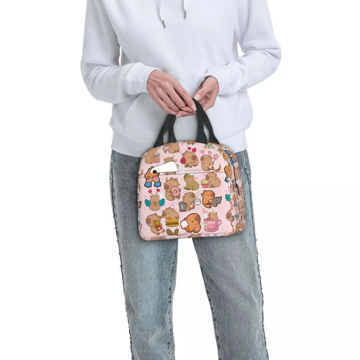 مخصص كابيبارا الحب حقيبة الغداء المرأة برودة الدافئة معزول صناديق الغداء للأطفال أطفال المدارس