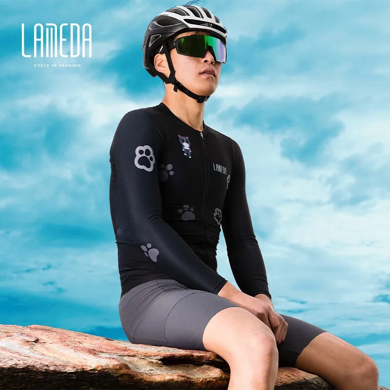 Lameda Men Cycling Jersey High Elasticity Men\'s Cycling Shirt Breathable Long Sleeves Cycling Clothes Mountain Road Bike Clothes