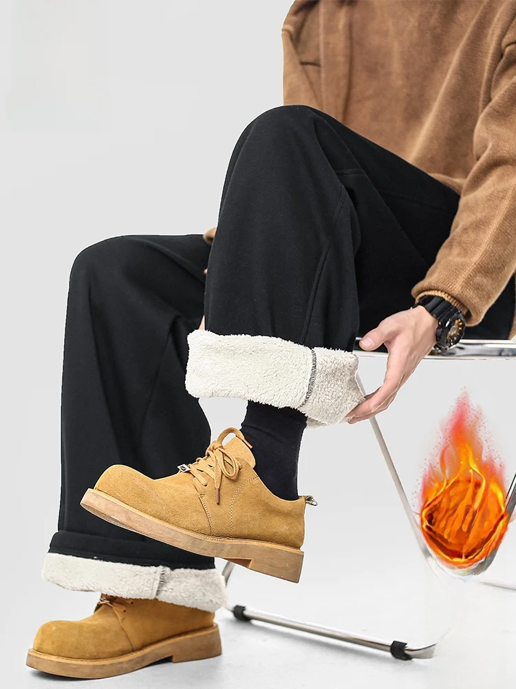 

Мужские зимние повседневные брюки Paul Frank Polar Fleece: свободные, теплые, широкие, спортивные, прямые, со средней посадкой, на молнии