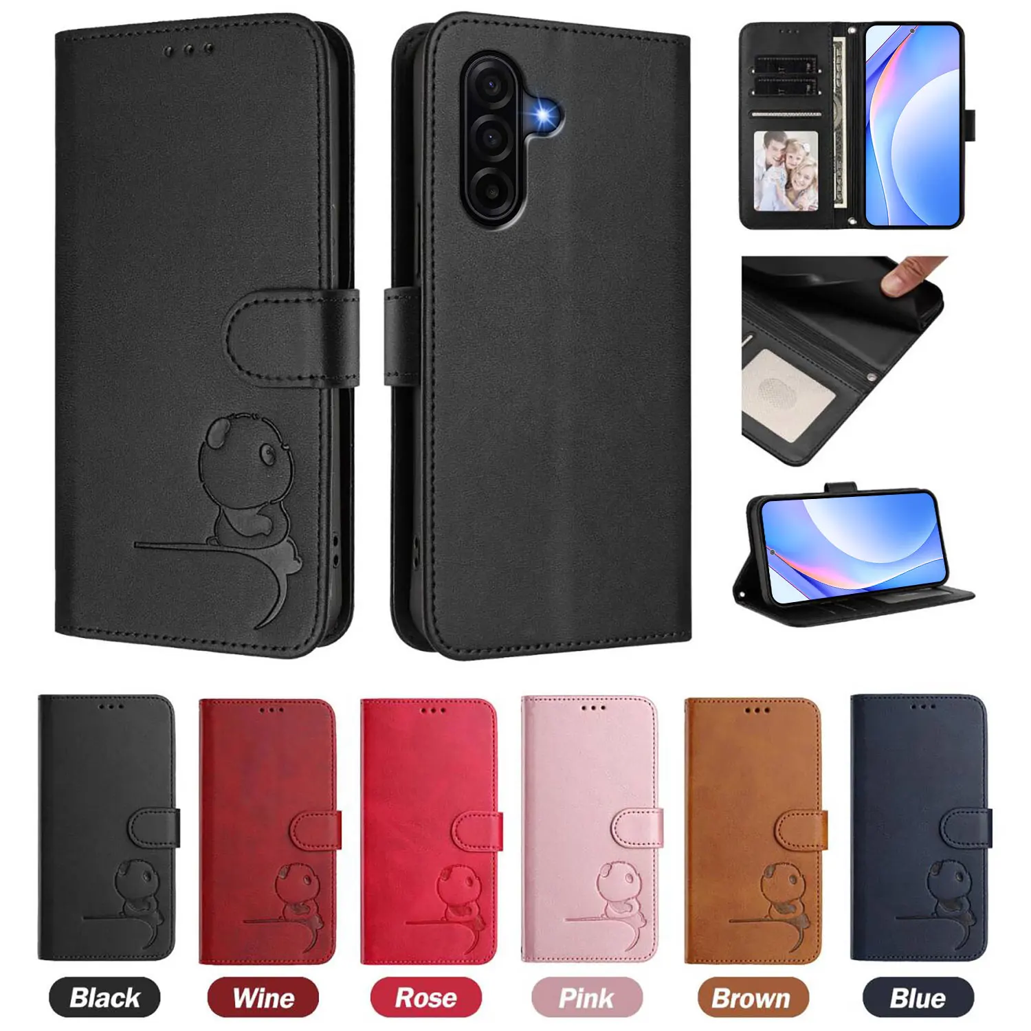 RFID Shielding Flip Wallet Leather Phone Case on For Samsung Galaxy A57 A37 A17 A07 A56 A36 A26 A16 A06 4G 5G Card slots Cover