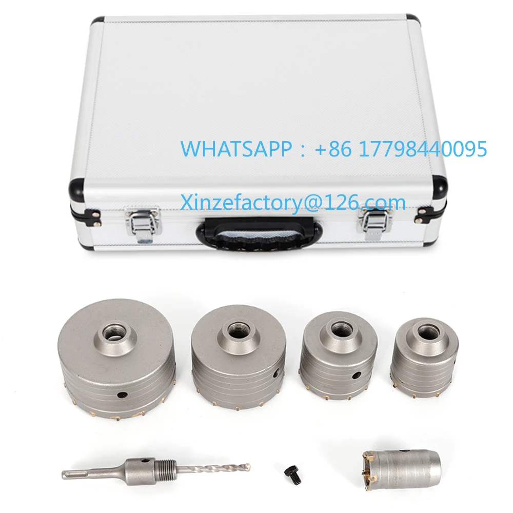 Juego de brocas para hormigón personalizables, 6 uds., cortador de sierra perforadora, broca de núcleo, incluye 40/68/80/100/120mm para piedra de cemento y hormigón