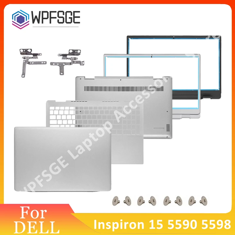 

Laptop Parts For Inspiron 15 5590 5598 LCD Back Cover White Bezel Palmrest Bottom Case Hinges 15.6 inch Replacement Silver