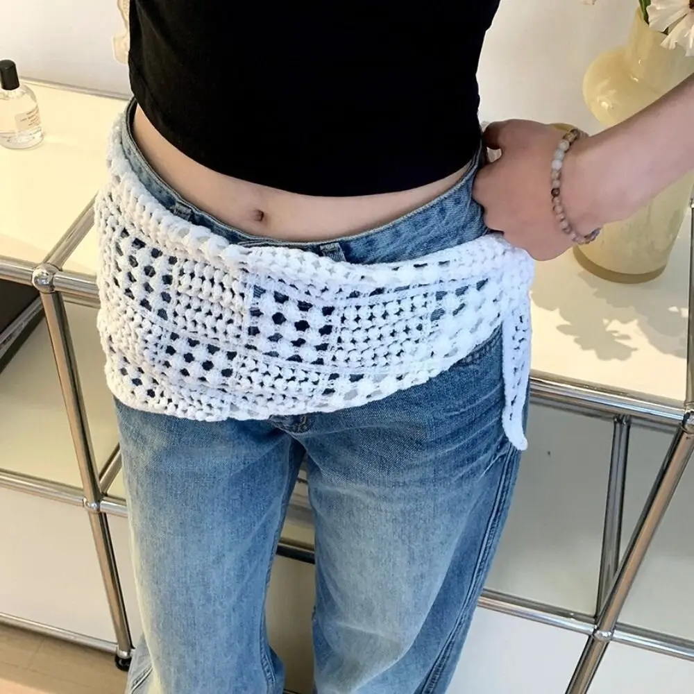 Bufanda triangular de punto hueca Retro, diseño Y2k, chal elegante de Balletcore, bufanda de cadera con forma triangular, estilo Balletcore