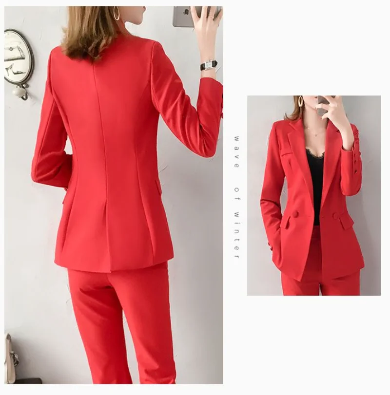 Two Piece Set Pants for Women Blazer and Outfit Red Trouser Suit Sexy Womens 2 Pant Sets Wide Leg Classy with Sleeve Xxl Tailor