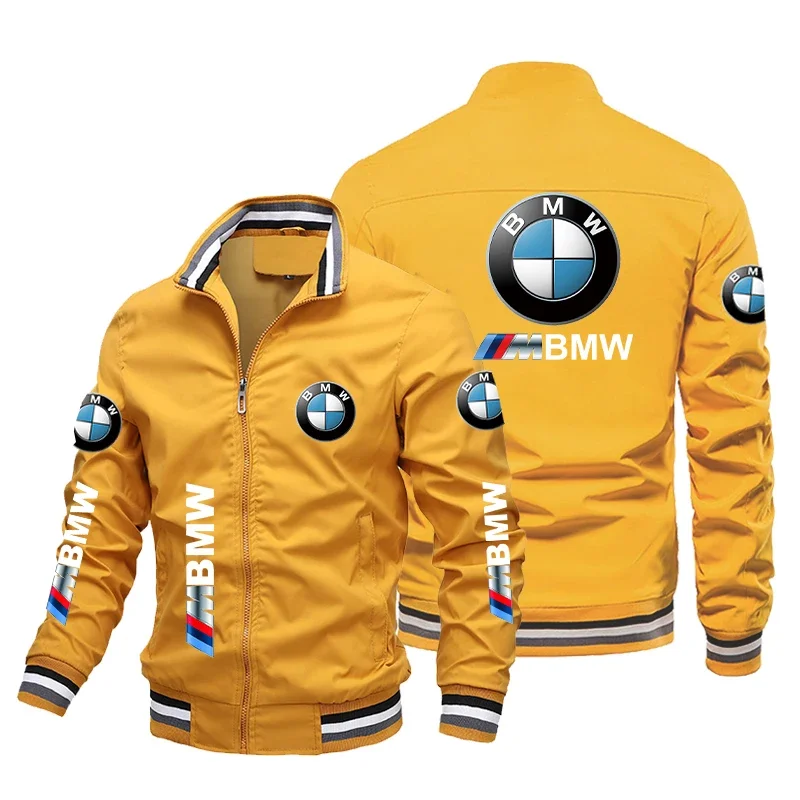 Jaqueta de motocicleta masculina com logotipo impresso BMW, roupas esportivas Windproof extragrande, jaqueta casual de ciclismo, Harajuku, 2024