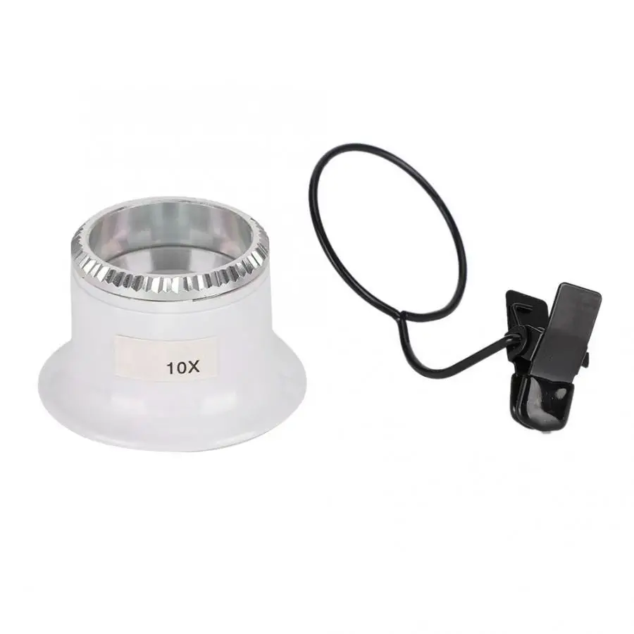 Eyepiece magnifying glass 3X 5X 10X 15X white plastic magnifying glass with clip