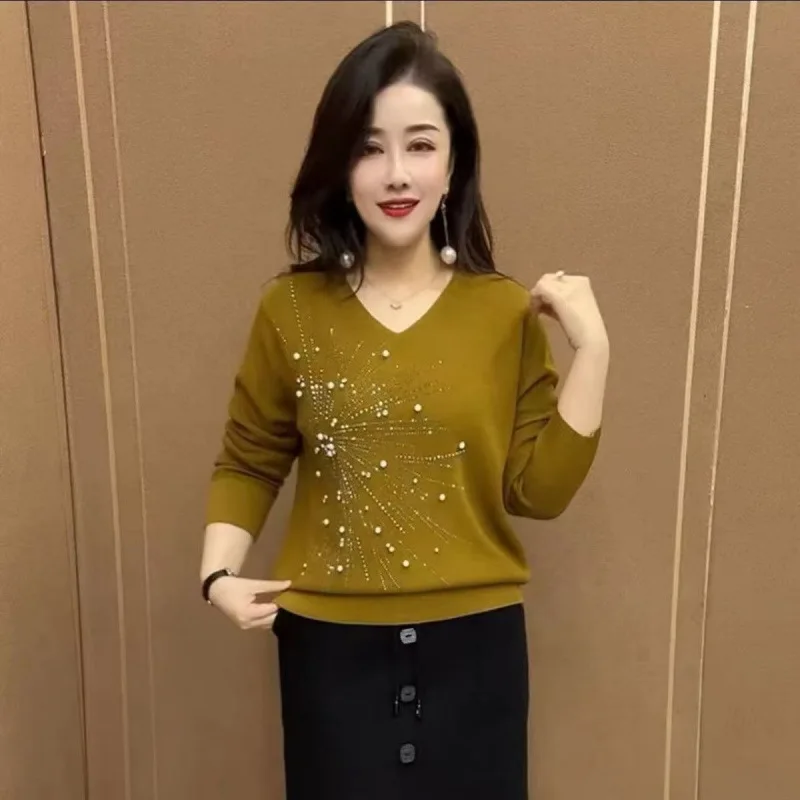 Zieht Femmes Neue frauen Strickwaren Pullover Top Herbst Winter Elegante frauen Pullover V-ausschnitt Langarm Stricken Frau kleidung