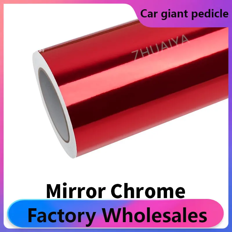 Highest quality Mirror Chrome RED Vinyl Wrap film wrapping film bright 152*18m roll quality Warranty covering film voice Paused