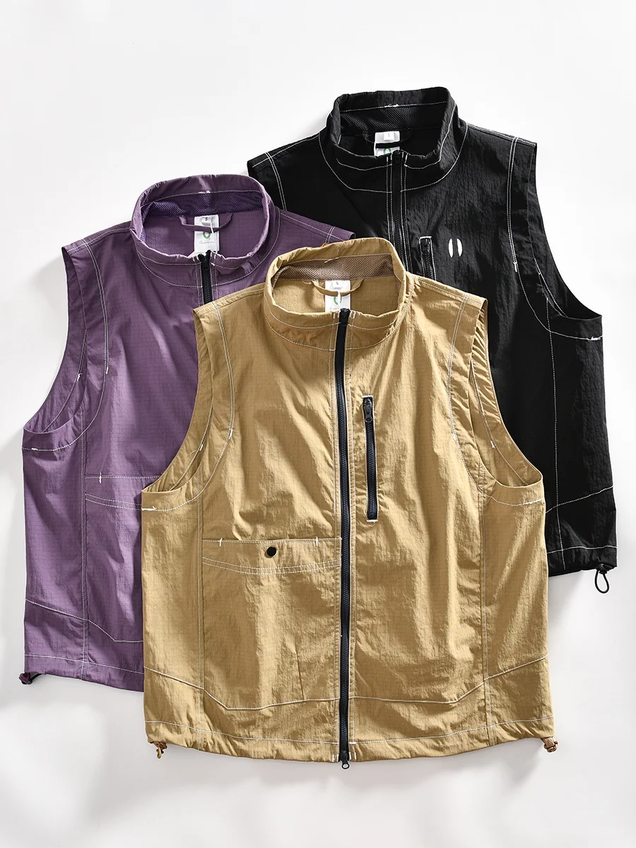 Couples Style Outdoor Summer Lightweight Breathable Casual Versatile Jacket Youth Active  Color Zipper Handmade Vest