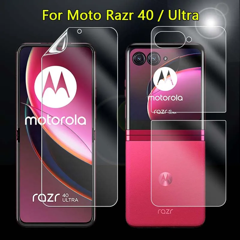 Película de TPU suave frontal/trasera para Moto Razr 40 Razr 4 Plus, Protector de pantalla Ultra antiarañazos transparente, no Vidrio Templado