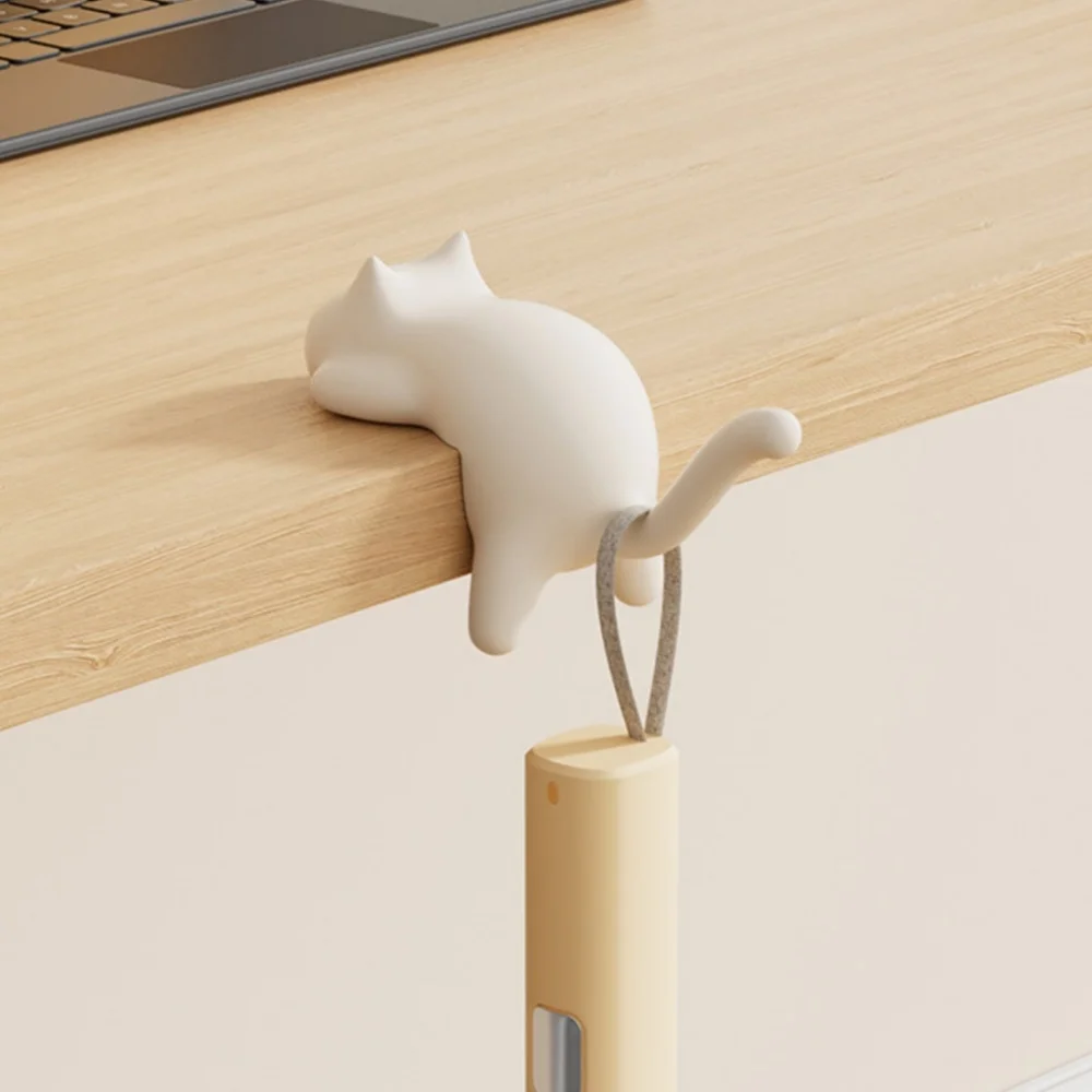 Cat Shaped Table Hook Desk Side Hanging Hooks Punch-free Purse Bag Holders Clip for Student Home School Study Office
