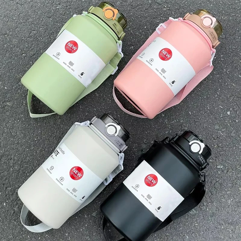 2L Large Capacity Stainless Steel Insulated Tumbler with Handle, Ice-Keeping and Thermal Straw, Sports Water Bottle