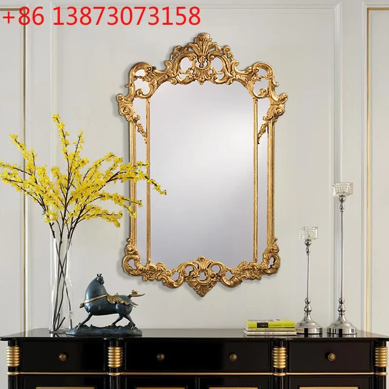 European and American light luxury retro carved dressing French art dining side living room decorative mirror