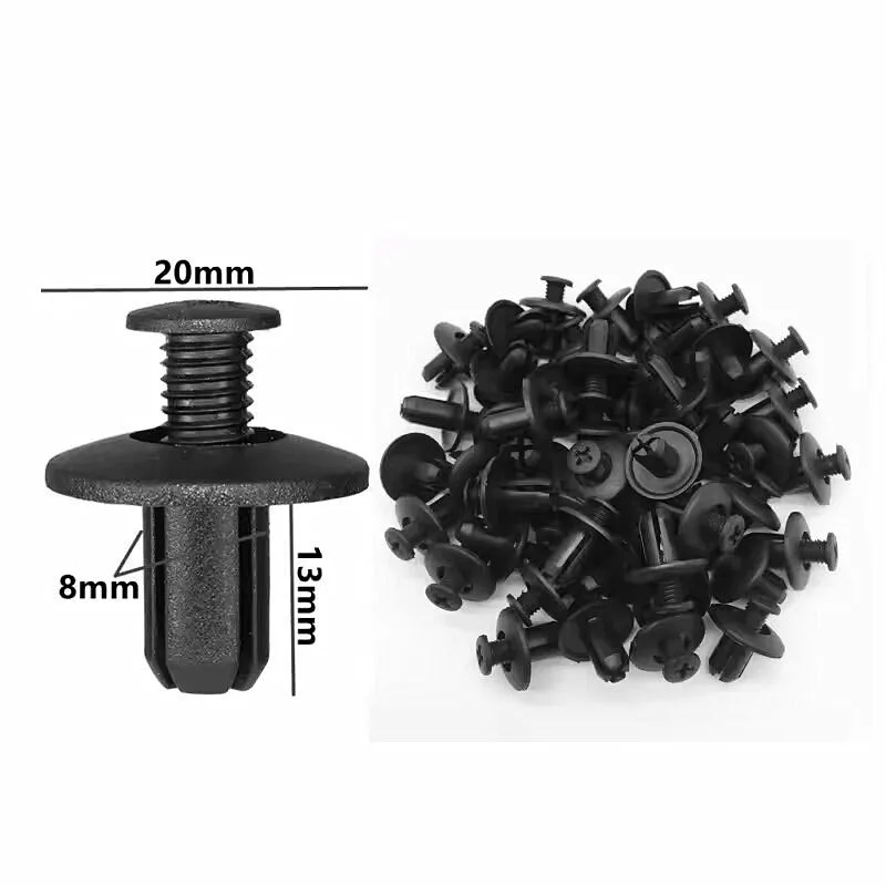 

50PCS Car Bumper Fender 8mm Hole Plastic Rivets Fastener Screw Door Trim Panel Retainer Fastener Clips Car Accessories